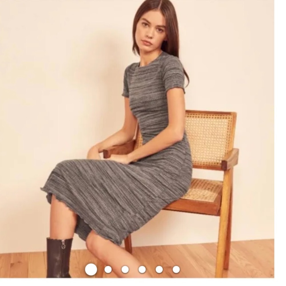 Reformation Dresses | Reformation Jeans Gray Perry Fittedmidi Dress